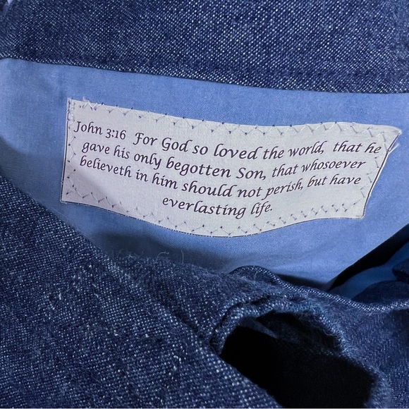 Handmade denim daisy purse with scripture - Picture 3 of 4